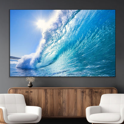 37494-MGV-CV-36X24-Ocean Wave Canvas Art – Stunning Blue Wave Photography, Coastal Wall Decor for Living Room, Bedroom or Office