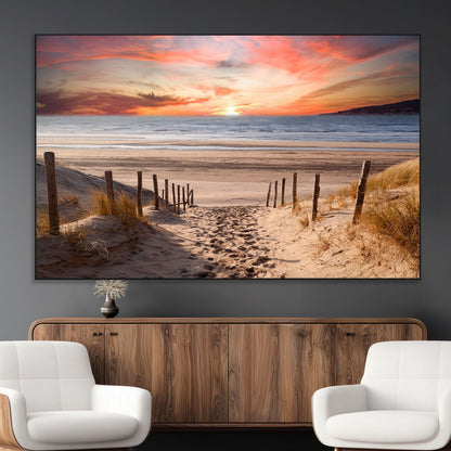 78111-MGV-CV-36X24-Sunset Pathway Wall Art – Panoramic Coastal Canvas Print, Tranquil Beach Decor for Living Room, Office or Bedroom