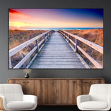 60625-MGV-CV-36X24-Beach Boardwalk Sunrise Wall Art – Coastal Pathway to Ocean Canvas Print, Seaside Landscape Decor for Home or Office