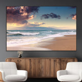 42253-MGV-CV-36X24-Serene Beach Waves Wall Art – Tranquil Ocean Horizon Canvas Print, Coastal Seascape Decor for Living Room or Office Wall