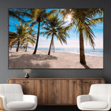 98175-MGV-CV-36X24-Tropical Palm Beach Wall Art – Relaxing Ocean Shore Canvas Print with Palm Trees, Coastal Summer Decor for Living Room, Bedroom or