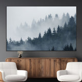 23671-MGV-CV-36X24-Misty Forest Wall Art – Serene Foggy Pine Trees Landscape Canvas Print, Tranquil Nature Decor for Living Room, Bedroom or Office