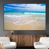 20660-MGV-CV-36X24-Ocean Wave Beach Wall Art – Serene Blue Sea and Sandy Shore Canvas Print, Coastal Landscape Photography Decor for Living Room or