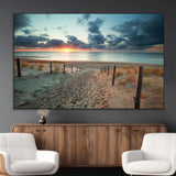 25788-MGV-CV-36X24-Sunset Beach Path Wall Art – Scenic Coastal Dunes and Ocean Canvas Print, Tranquil Seaside Landscape Decor for Living Room or