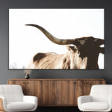 35866-MGV-CV-36X24-Texas Longhorn Wall Art – Rustic Western Bull Canvas Print, Farmhouse Animal Photography Decor for Living Room, Office, or Ranch