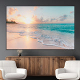 89767-MGV-CV-36X24-Ocean Sunset Wall Art – Serene Beach Canvas Print with Pastel Sky and Waves, Coastal Seascape Artwork for Bedroom, Living Room, or