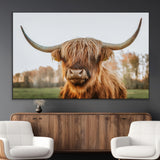 64824-MGV-CV-36X24-Highland Cow Wall Art – Rustic Scottish Bull Canvas Print, Farmhouse Animal Decor for Living Room, Bedroom, Office or Cabin
