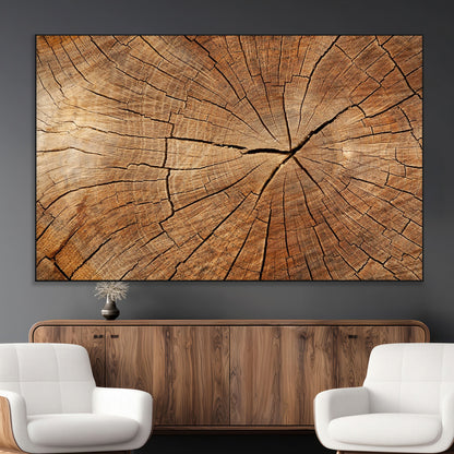 61710-MGV-CV-36X24-Tree Rings Wall Art – Rustic Wood Grain Canvas Print of Tree Trunk Cross Section, Nature Inspired Decor for Cabin, Office, Living