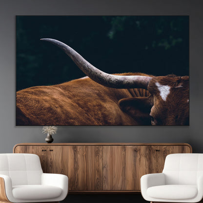 55197-MGV-CV-36X24-Texas Longhorn Wall Art – Rustic Western Bull Horn Canvas Print and Farmhouse Country Animal Decor for Living Room, Office or