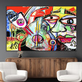 37796-MGV-CV-36X24-Picasso Style Wall Art Canvas Print, Framed Picasso Art Picture Print, Picasso Cubism Perfect Modern Abstract Decor Artwork