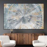 17631-MGV-CV-36X24-Radiant Burst Wall Art – Abstract Sunburst Canvas Print in Blue and Gold, Modern Geometric Painting for Living Room, Office or