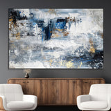 59716-MGV-CV-36X24-Abstract Blue and Gold Wall Art – Modern Textured Canvas Print, Contemporary Painting for Living Room, Bedroom, or Office Decor