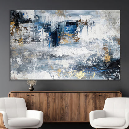 59716-MGV-CV-36X24-Abstract Blue and Gold Wall Art – Modern Textured Canvas Print, Contemporary Painting for Living Room, Bedroom, or Office Decor