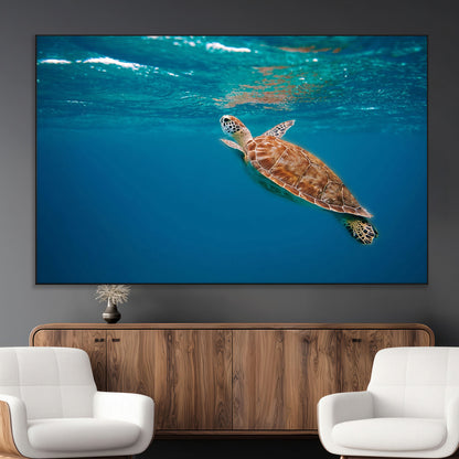 91440-MGV-CV-36X24-Sea Turtle Wall Art – Ocean Turtle Canvas Print, Underwater Marine Life Decor for Living Room, Office, Beach House or Bathroom