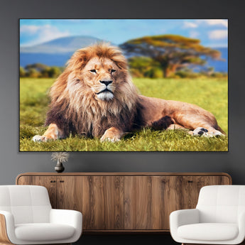 67826-MGV-CV-36X24-Majestic Lion Wall Art – King of the Jungle Canvas Print, Safari Wildlife Decor for Living Room, Office, or Man Cave