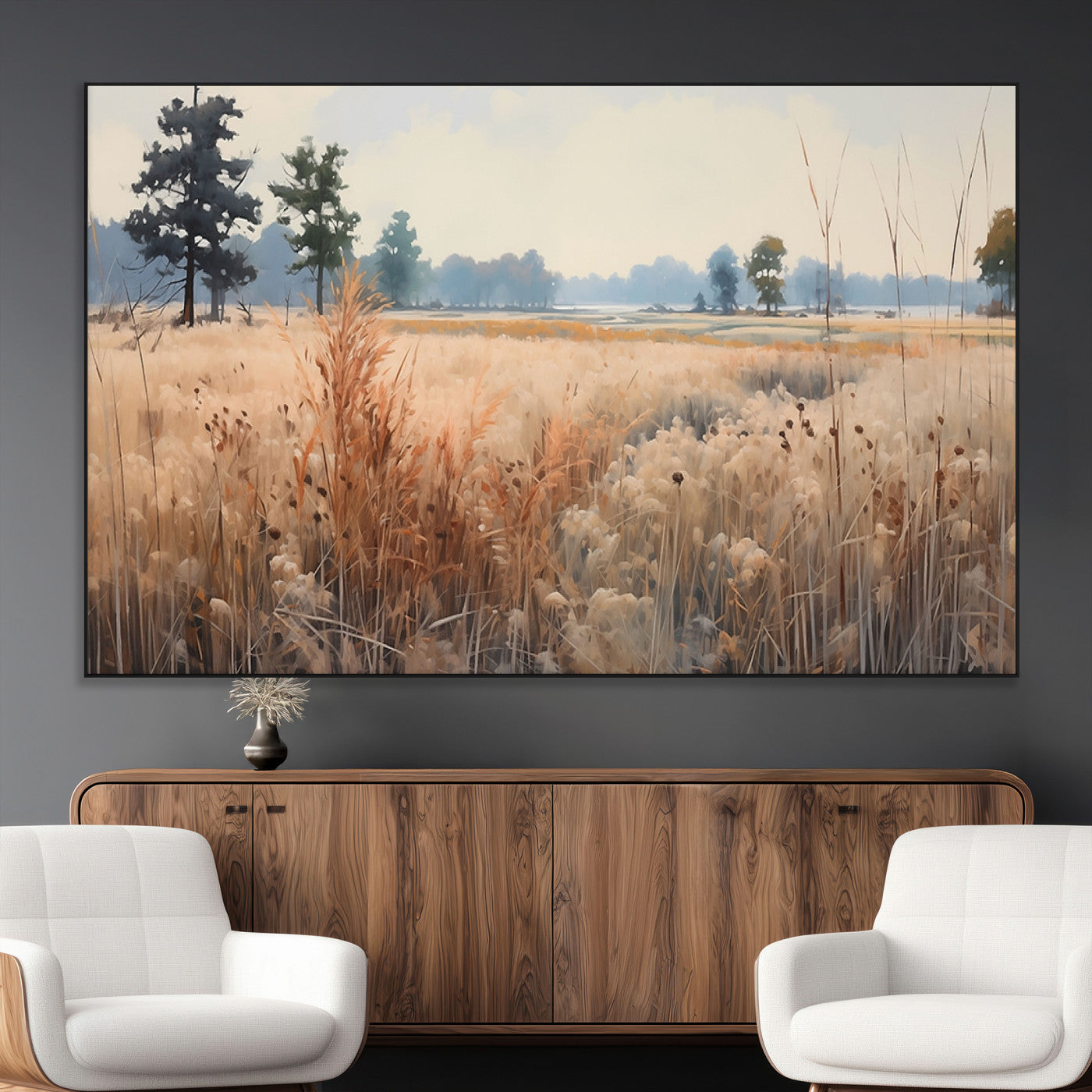 98822-MGV-CV-36X24-Autumn Meadow Wall Art – Tranquil Grassland Landscape Canvas Print, Rustic Country Decor for Living Room, Bedroom or Farmhouse