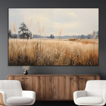 38193-MGV-CV-36X24-Golden Meadow Wall Art – Serene Grassland Landscape Canvas Print, Rustic Nature Decor for Bedroom, Living Room or Farmhouse