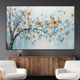 59455-MGV-CV-36X24-Butterfly Tree Branch Wall Art – Blue and Yellow Abstract Canvas Print, Modern Nature Artwork for Living Room, Bedroom or Office