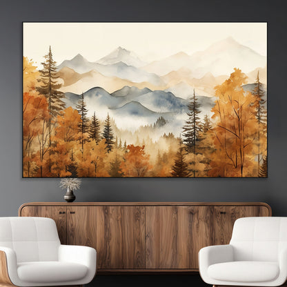 72950-MGV-CV-36X24-Autumn Mountain Forest Wall Art – Golden Fall Landscape Canvas Print, Nature-Inspired Home Decor for Living Room, Bedroom or