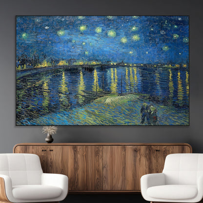94605-MGV-CV-36X24-Starry Night Over the Rhone Wall Art – Vincent van Gogh Canvas Print, Famous Impressionist Painting for Living Room, Office