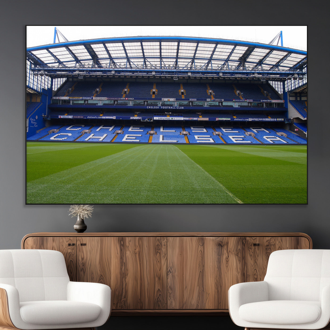 59508-MGV-CV-36X24-Chelsea Stadium Wall Art – Stamford Bridge Football Arena Canvas Print, Iconic Soccer Artwork for Living Room, Office, Game Room