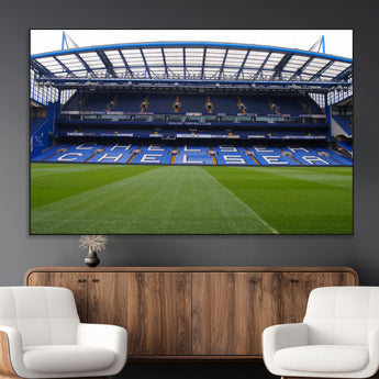 59508-MGV-CV-36X24-Chelsea Stadium Wall Art – Stamford Bridge Football Arena Canvas Print, Iconic Soccer Artwork for Living Room, Office, Game Room