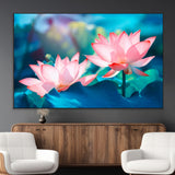 32559-MGV-CV-36X24-Lotus Flower Wall Art – Pink Water Lily Canvas Print, Tranquil Nature Decor for Living Room, Bedroom or Meditation Space