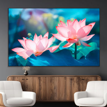 32559-MGV-CV-36X24-Lotus Flower Wall Art – Pink Water Lily Canvas Print, Tranquil Nature Decor for Living Room, Bedroom or Meditation Space