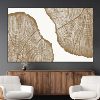 99692-MGV-CV-36X24-Tree Ring Linocut Wall Art Canvas Print, Framed Wood Cut Art Picture Print, Tree Rings Perfect Minimalist Rustic Decor Artwork