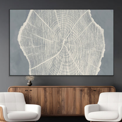 25547-MGV-CV-36X24-Tree Ring Wall Art Canvas Print, Framed Linocut Tree Ring Art Picture Print, Wood Texture Perfect Minimalist Farmhouse Decor