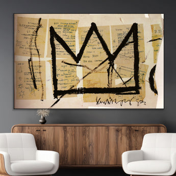 37215-MGV-CV-36X24-Abstract Crown Wall Art – Urban Graffiti Style Canvas Print Modern Street Art Design, Bold Contemporary Decor for Living Room,