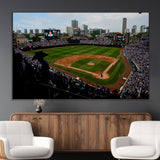 34859-MGV-CV-36X24-Wrigley Field Wall Art Canvas Print, Framed Chicago Cubs Stadium Art Picture Print, Wrigley Stadium Field Perfect Sport Room Decor