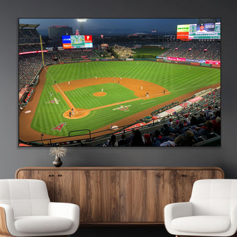 93707-MGV-CV-36X24-Los Angeles Stadium Wall Art Canvas Print, Framed Angel Stadium Field Art Picture Print, Anaheim Stadium Perfect Sports Room Decor