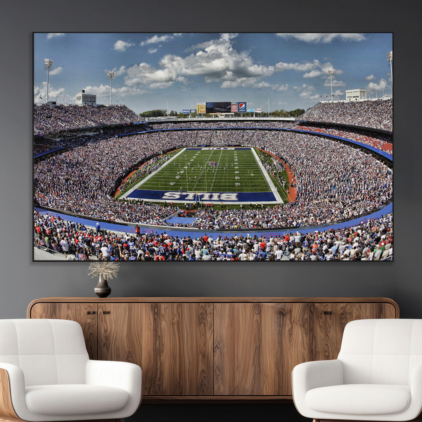 76491-MGV-CV-36X24-Buffalo Bills Stadium Wall Art Canvas Print, Framed Bills Stadium Art Picture Print, Highmark Stadium Perfect Sport Room Decor
