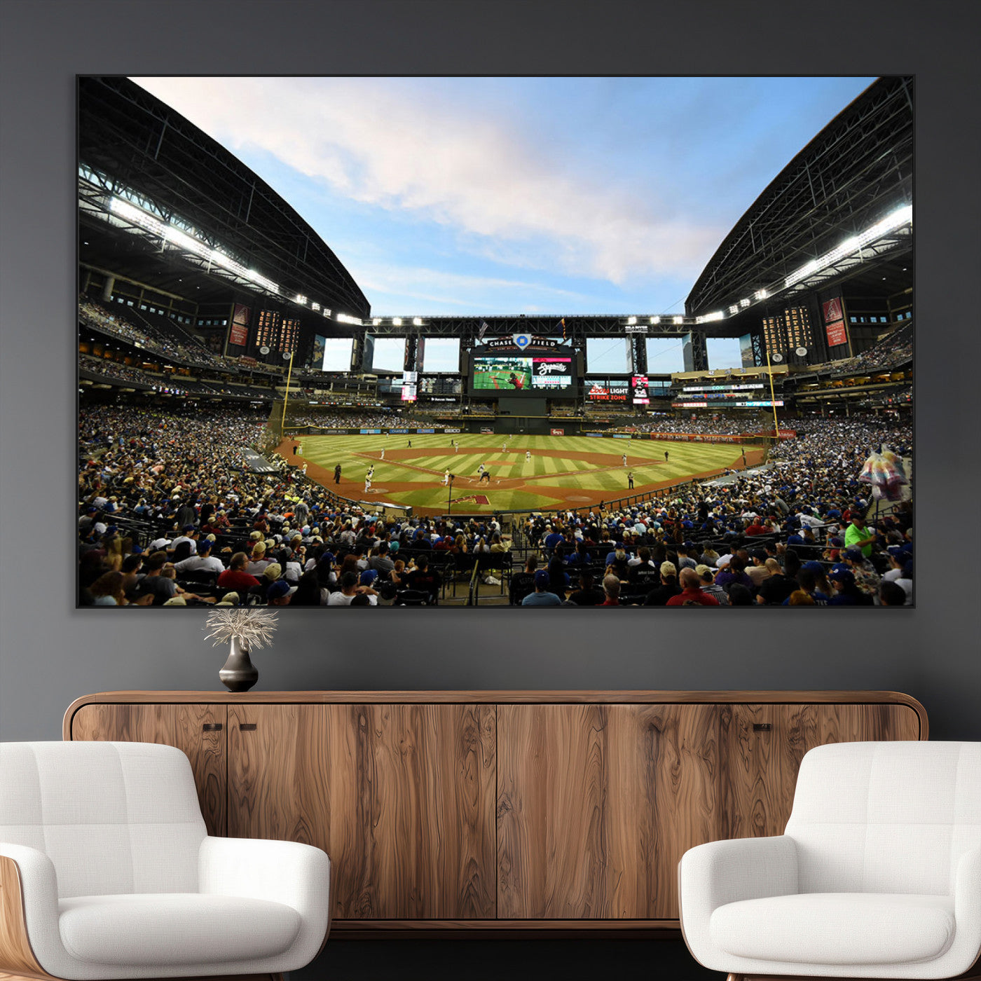 92672-MGV-CV-36X24-Chase Field Stadium Wall Art Canvas Print, Framed Arizona Stadium Art Picture Print, Chase Stadium Perfect Sports Room Decor