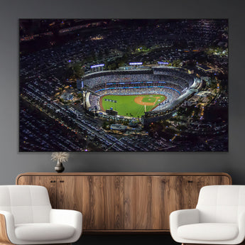 16515-MGV-CV-36X24-Dodgers Stadium Wall Art Canvas Print, Framed Baseball Stadium Art Picture Print, Dodgers Field Perfect Sport Room Decor Artwork