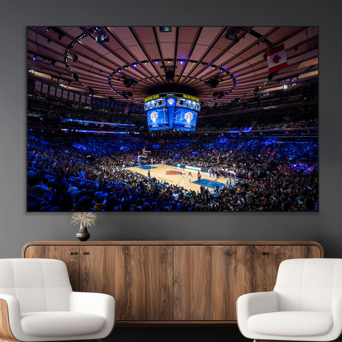 20491-MGV-CV-36X24-Madison Square Garden Wall Art Canvas Print, Framed New York Stadium Art Picture Print, MSG Stadium Perfect Sport Room Decor