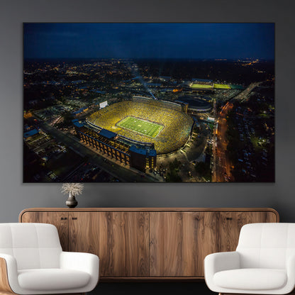 52519-MGV-CV-36X24-Michigan Football Stadium Wall Art Canvas Print, Framed Michigan Stadium Art Picture Print, Michigan Wolverines Field Perfect