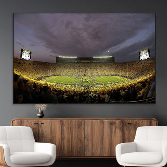 72404-MGV-CV-36X24-Michigan Wolverine Stadium Wall Art Canvas Print, Framed Michigan Stadium Art Picture Print, Football Stadium Perfect Sport Room