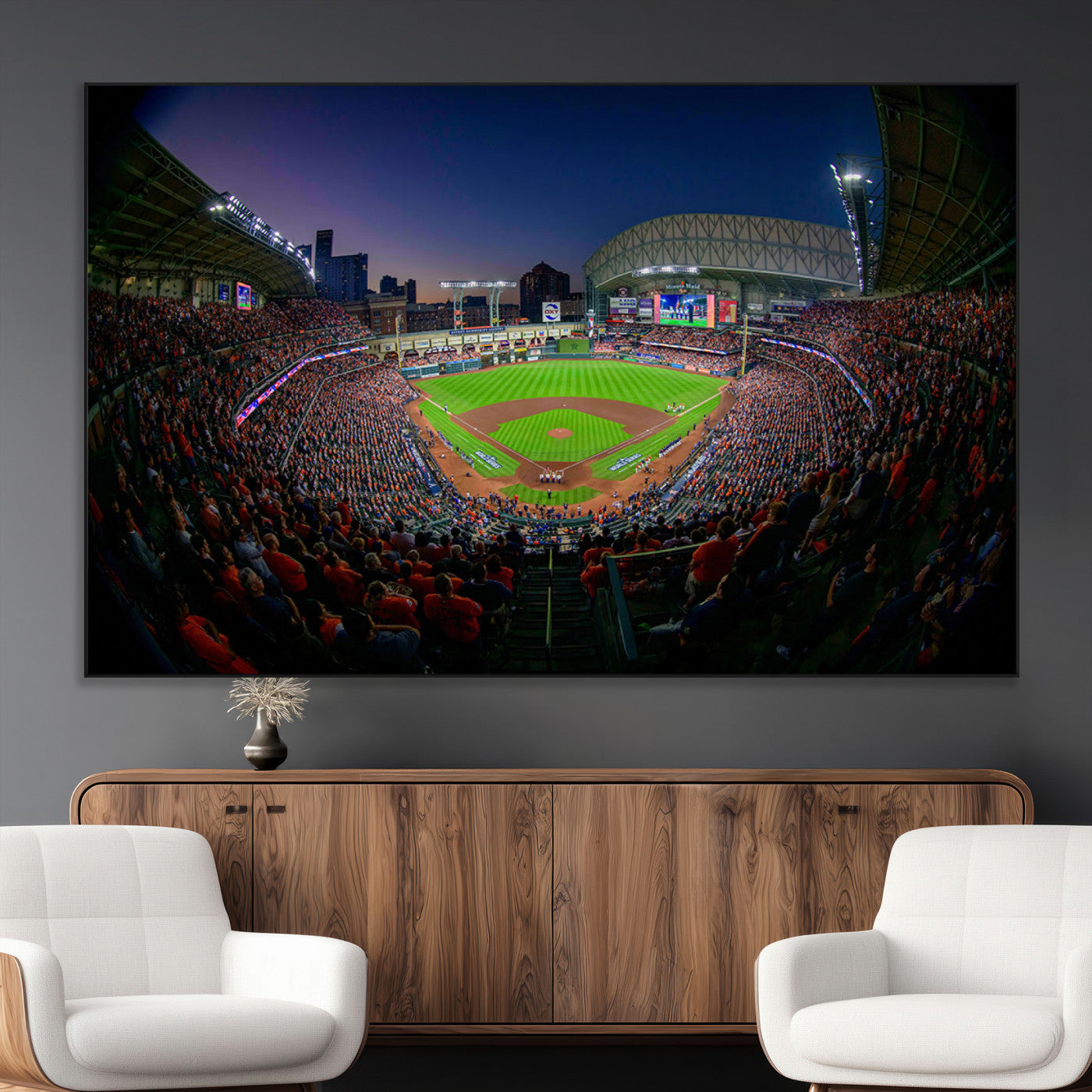 44322-MGV-CV-36X24-Minute Maid Park Wall Art Canvas Print, Framed Houston Astros Stadium Art Picture Print, Houston Astros Field Perfect Sports Room