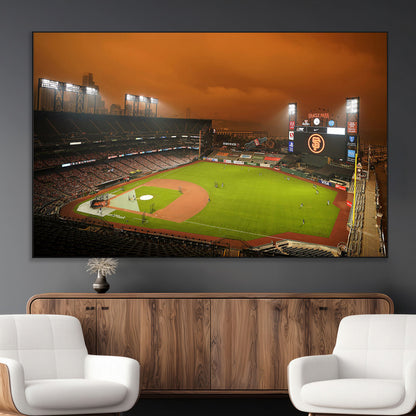 31315-MGV-CV-36X24-Oracle Park Stadium Wall Art Canvas Print, Framed California Stadium Art Picture Print, Oracle Park Field Perfect Sport Room Decor