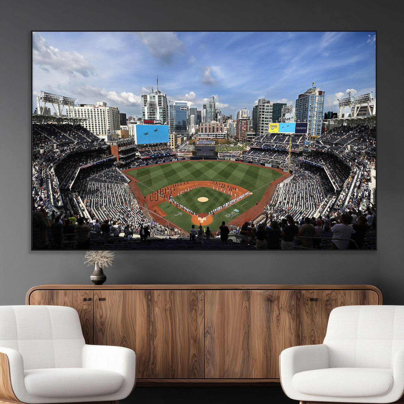87122-MGV-CV-36X24-Petco Park Field Wall Art Canvas Print, Framed San Diego Stadium Art Picture Print, Petco Park Stadium Perfect Sport Room Decor