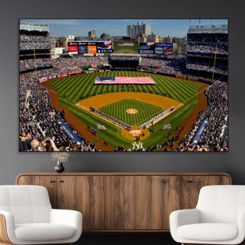 20879-MGV-CV-36X24-Yankee Stadium Wall Art Canvas Print, Framed New York Stadium Art Picture Print, Yankee Field Perfect Sport Room Decor Artwork