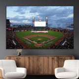 44631-MGV-CV-36X24-Oracle Park Stadium Wall Art Canvas Print, Framed San Francisco Giants Art Picture Print, Giants Stadium Field Perfect Sports Room