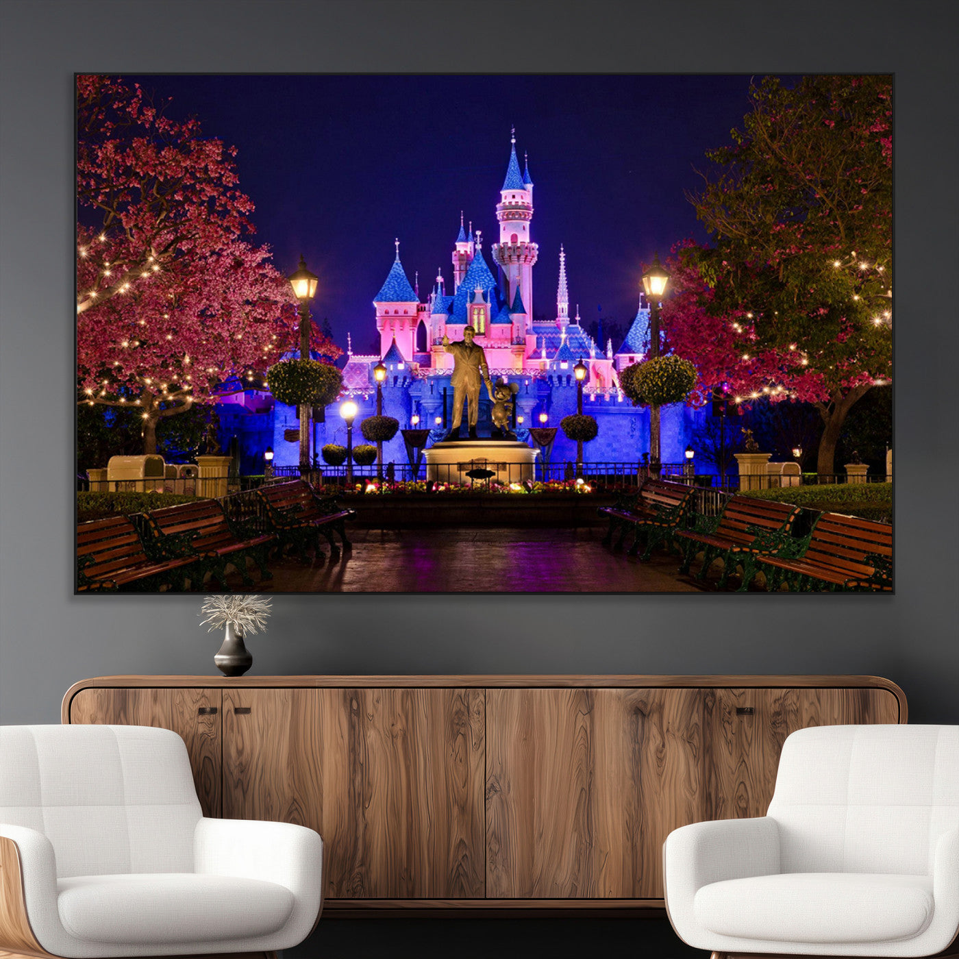 79435-MGV-CV-36X24-Disney Castle Wall Art Canvas Print, Framed Magic Kingdom Art Picture Print, Disney World Perfect Child Room Decor Artwork