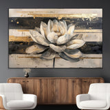 18807-MGV-CV-36X24-Lotus Flower Wall Art Canvas Print, Framed Abstract Lotus Art Picture Print, White Lotus Flower Perfect Abstract Floral Decor