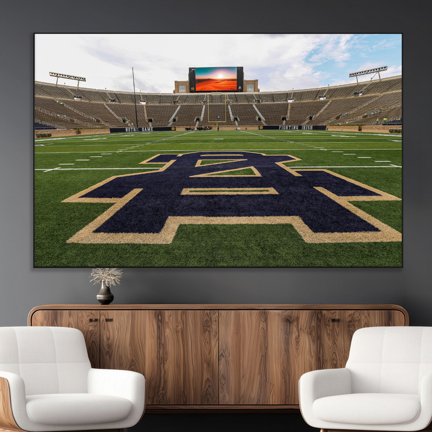 52835-MGV-CV-36X24-Notre Dame Stadium Wall Art Canvas Print, Framed Indiana Stadium Art Picture Print, Notre Dame Field Perfect Sport Room Decor