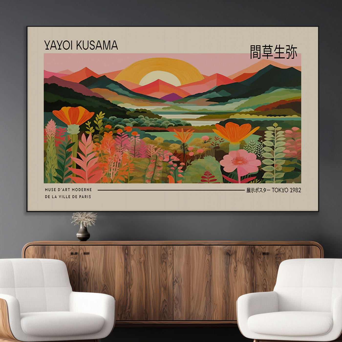 17753-SEG-FC-51X34_Oversize_Oversize-Floral Sunset Landscape Wall Art – Panoramic Nature Canvas Print, Vibrant Botanical Artwork for Living Room, Bedroom, Office, or