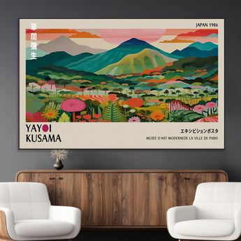 54215-MGV-CV-36X24-Yayoi Kusama Wall Art – Panoramic Japanese Landscape Canvas Print, Modern Abstract Nature Decor for Office, Bedroom or Living Room