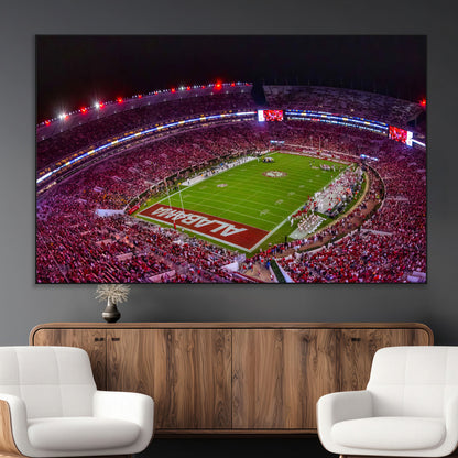 11343-MGV-CV-36X24-Bryant-Denny Stadium Wall Art – Panoramic Alabama Crimson Tide Football Field Canvas Print, Game Day Decor for Office, Man Cave or